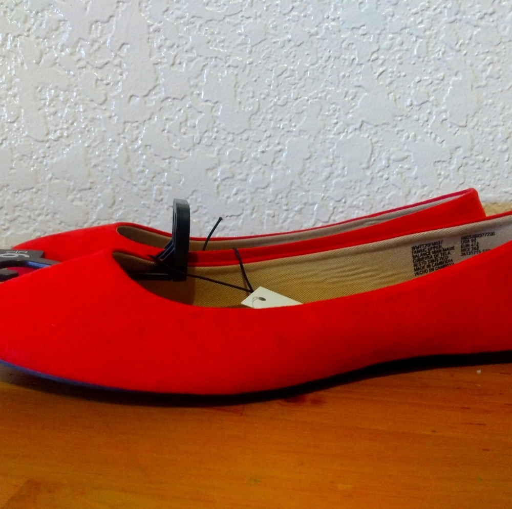Bright Red Orange Flats